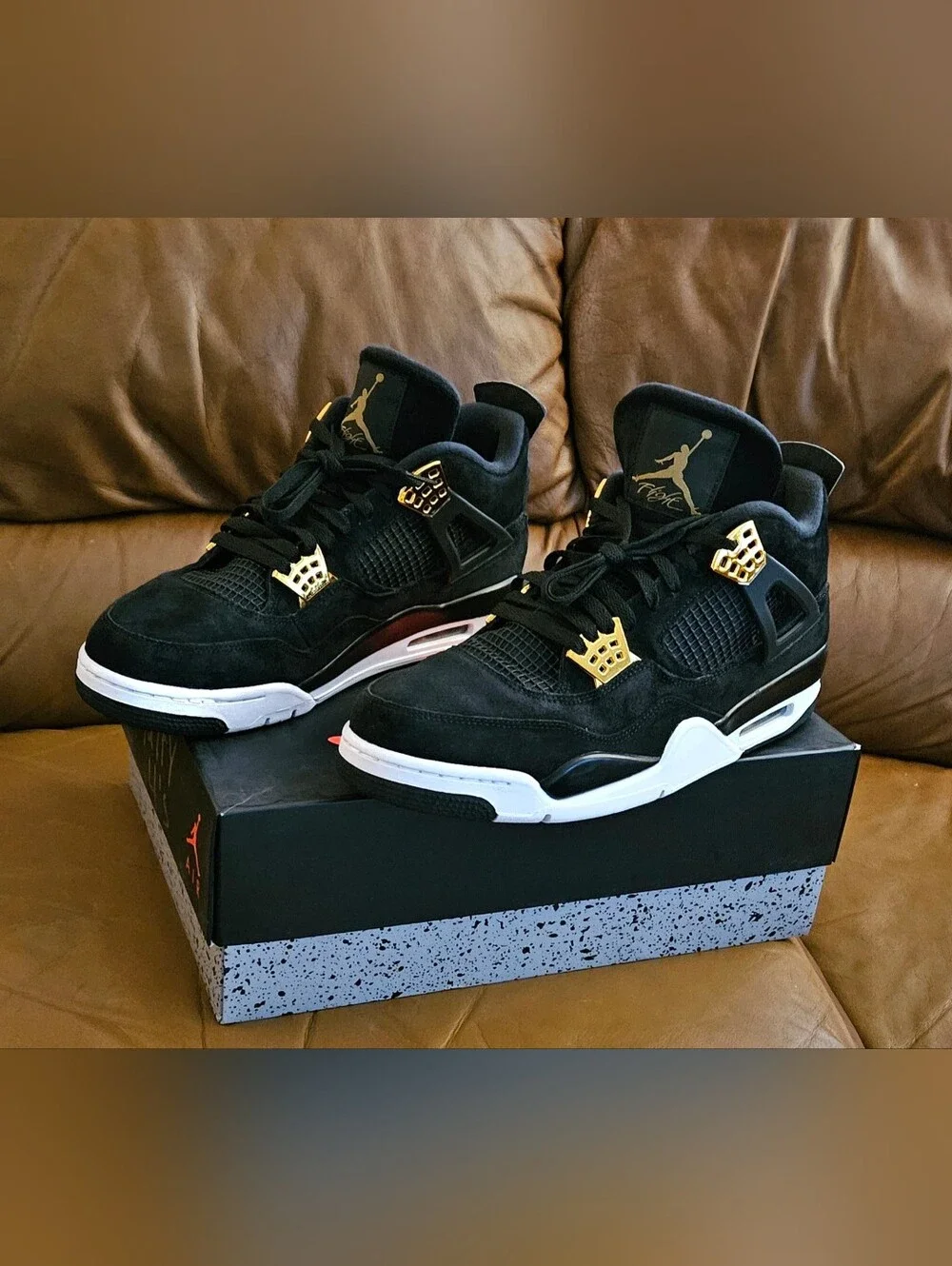 Nike Air Jordan 4 Retro Royalty Black Gold Size 13 (GREAT SHAPE)